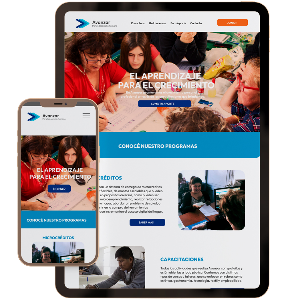 Avanzar website design